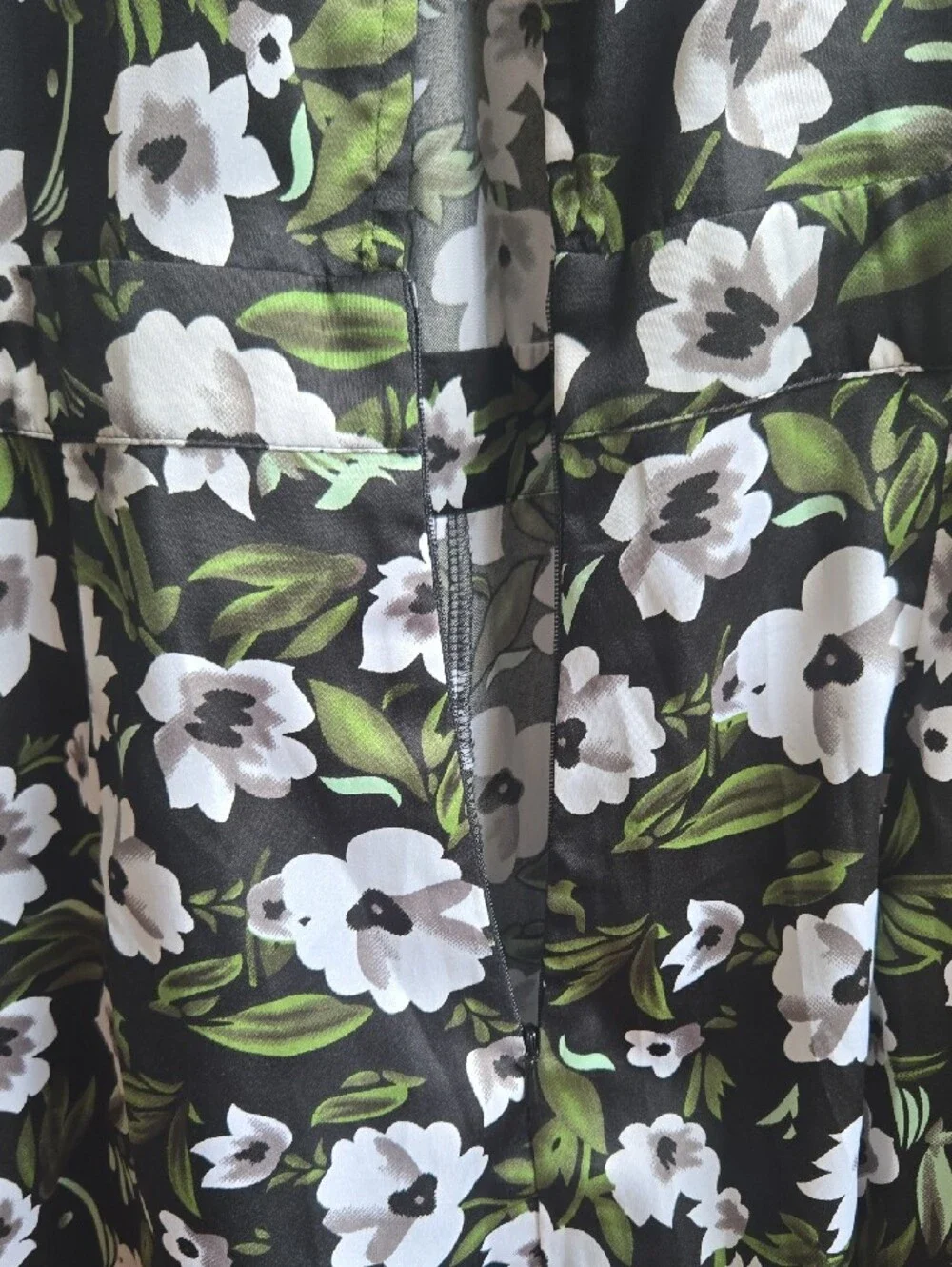 ​Black & White Floral Halter Neck Wide Leg Jumpsuit Dress Casual Chic_097
